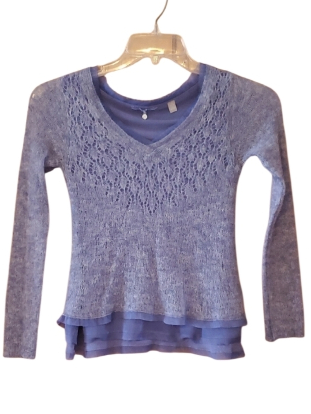 Anthropologie Knitted & Knotted Lavender Knitted Alpaca & Wool V-Neck Sweater
